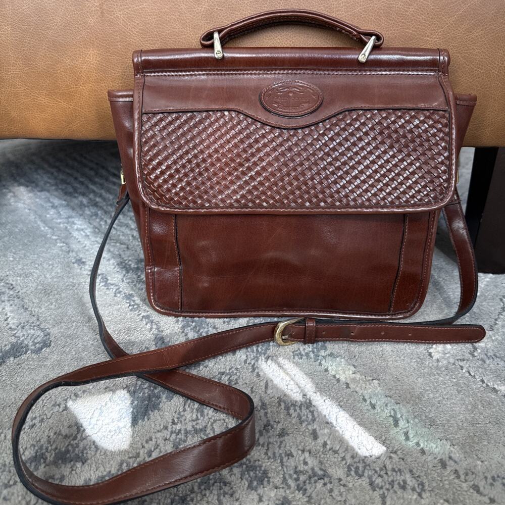 Gold Coast Brown Leather Purse Satchel Shoulder Bag Handbag Gold Brown X